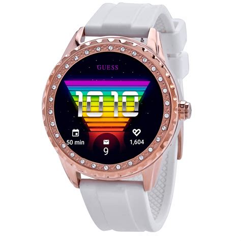 guess connect touch smartwatch c1003l1|Connect Women's White Silicone Strap Touchscreen Smart Watch .